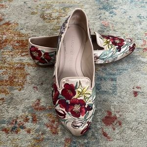 Alexander McQueen silk floral embroidered flats